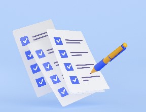 pen checking checkboxes on a paper